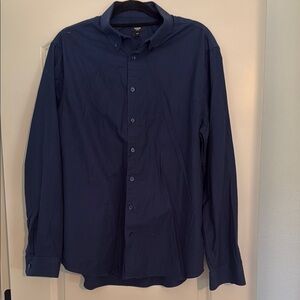 Express Blue Dress Shirt Classic Long Sleeve